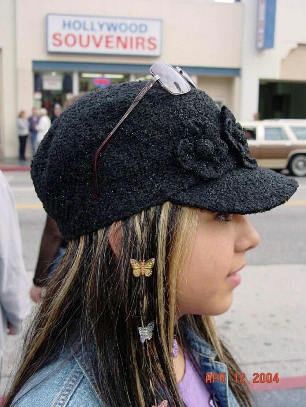 & Other Stories Black Textured Knit Newsboy Cap with Flower Accent